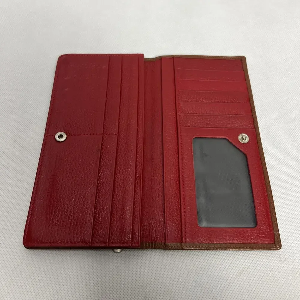 Lacoste Women's Long Wallet Red Pebbled Leather